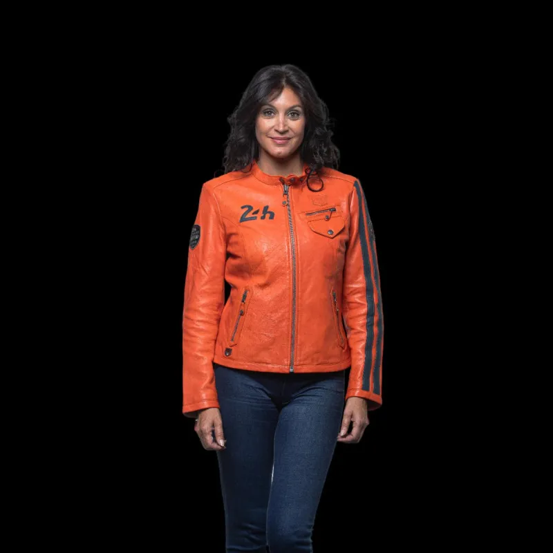 24h Le Mans Lederjacke Riley Orange - Damen 27276-1206