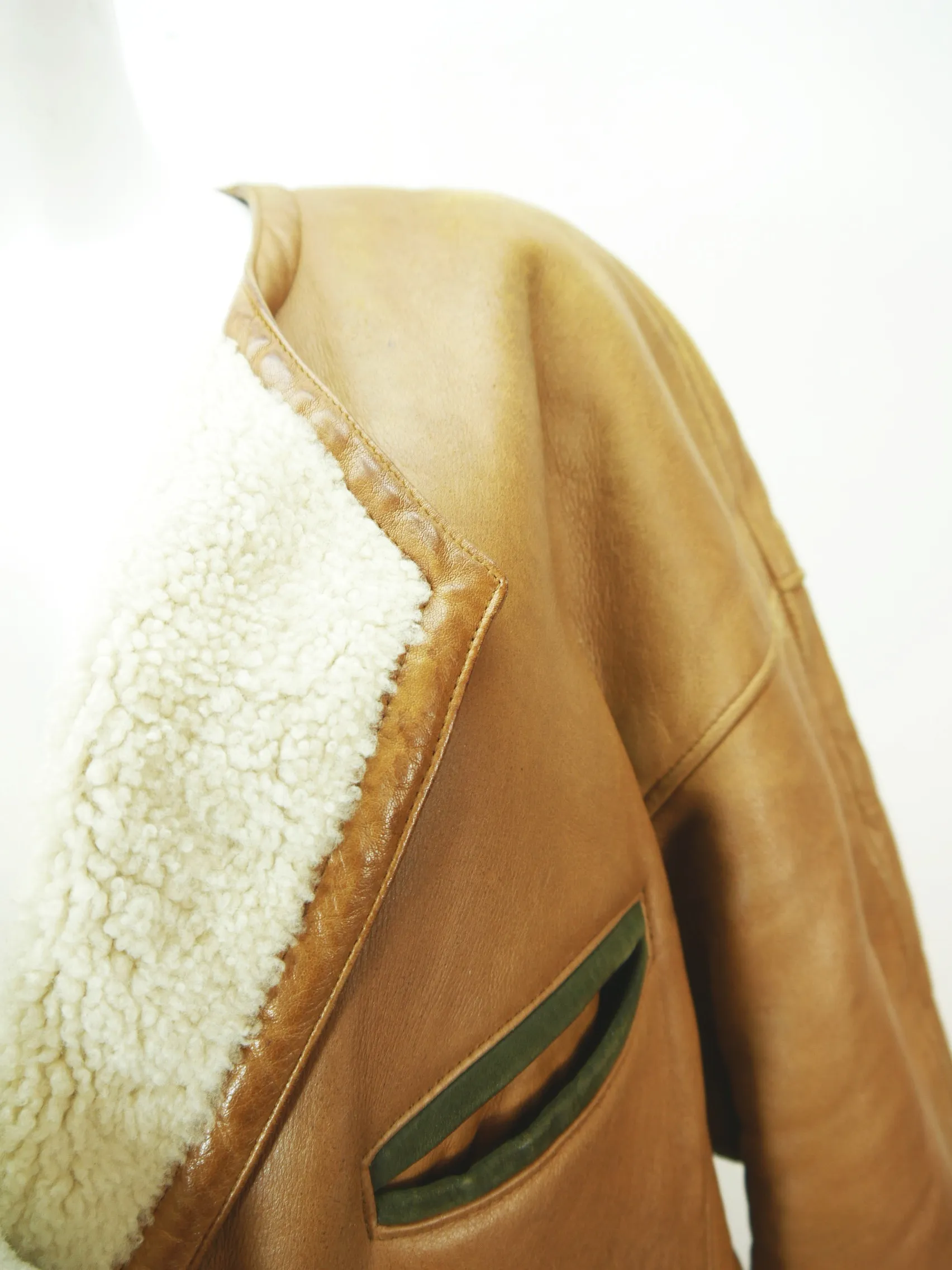 Admont braun Leder mit Fellstoff „Schaf“natur Damen Lederjacke Gr.44