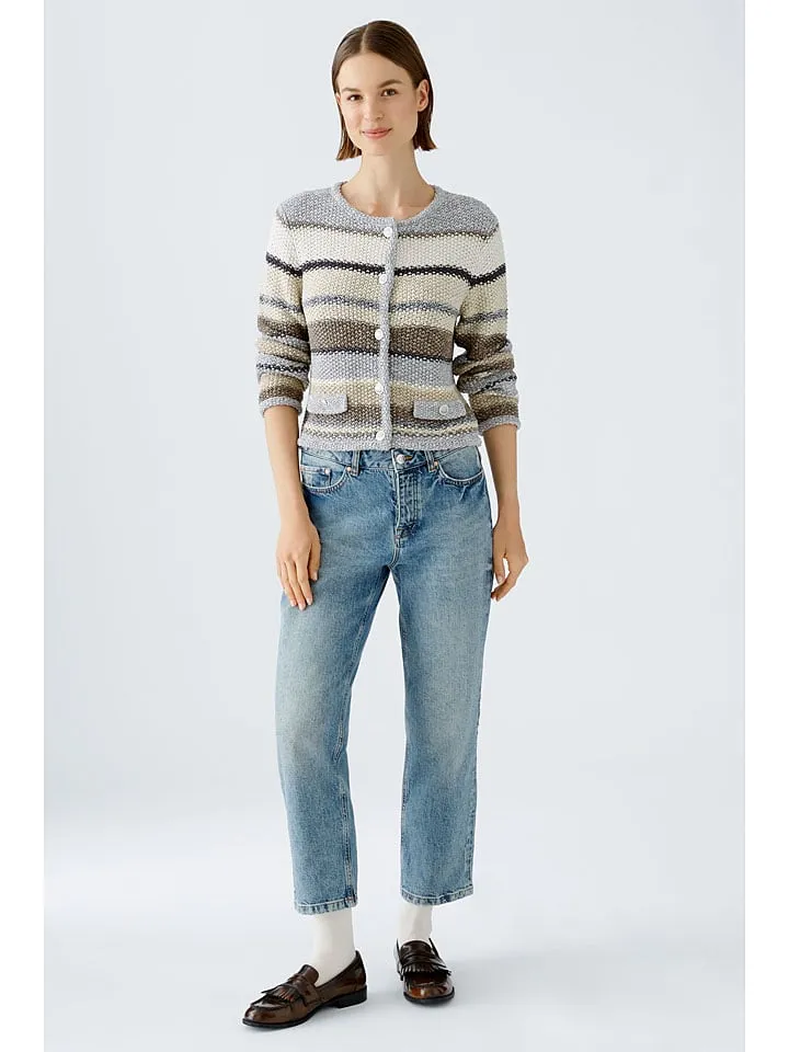 Cardigan in Beige/ Blau