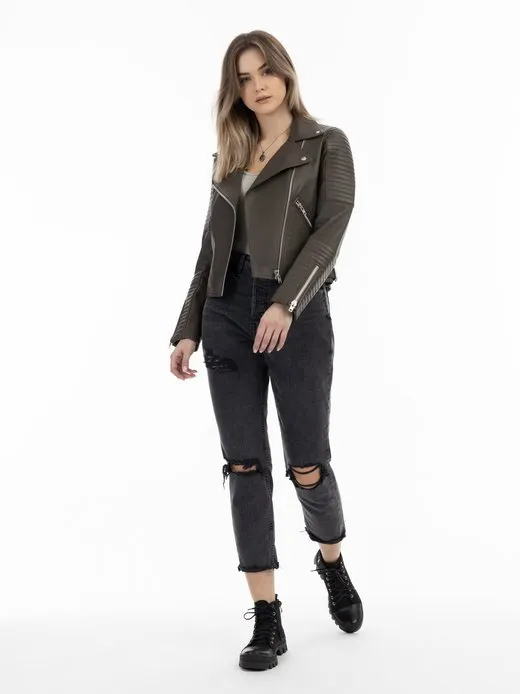 Damen Bikerjacke aus Leder