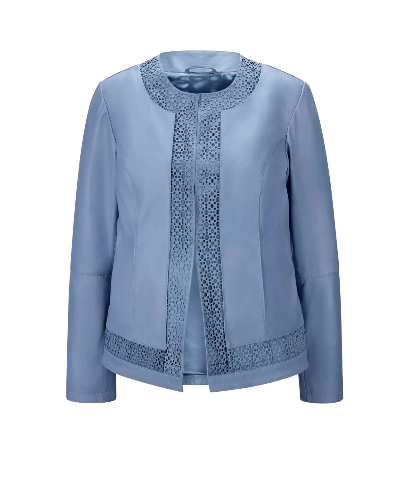 Damen Lederjacke Lederblazer Lammnappalederjacke mit Cut-Outs, blau