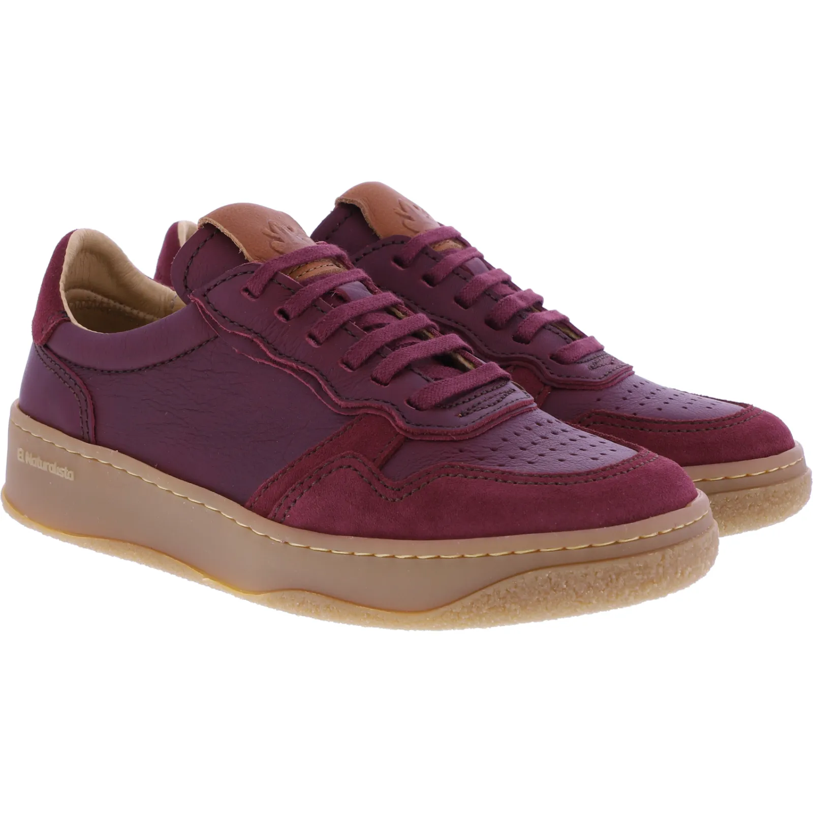 El Naturalista / Modell: N5844 Geo / Cereza-Rot Wax-Nappaleder & Veloursleder / Damen Sneakers