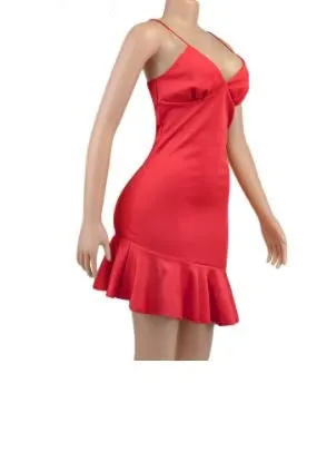 Elegantes rotes Sommerkleid mit Volants