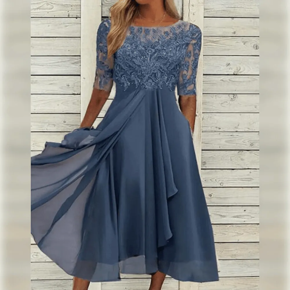 Elegantes Spitzenkleid aus Chiffon – Bequem & Vielseitig