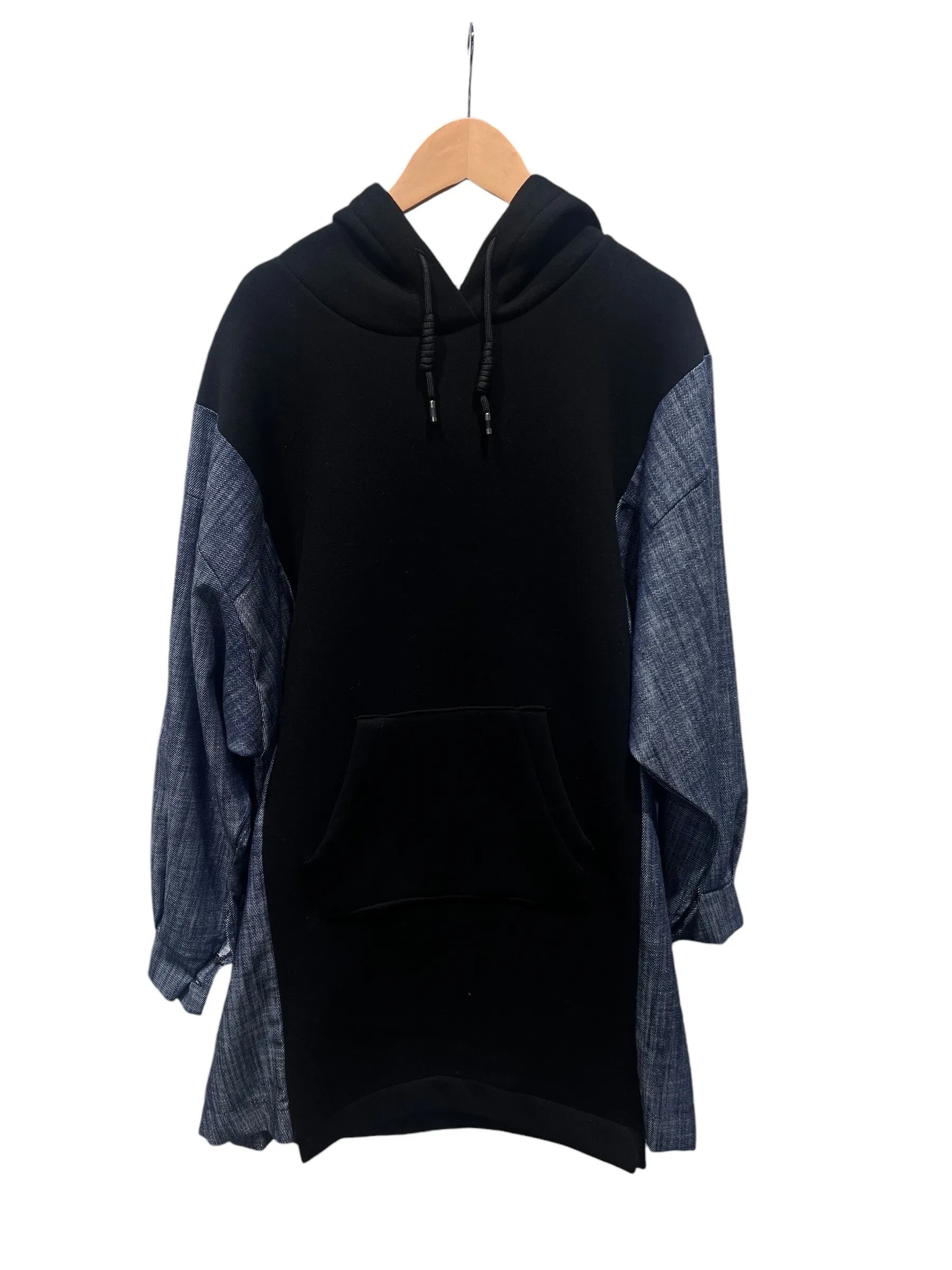 Fleece-Sweatkleid in PLUS SIZE mit Denim-Detail