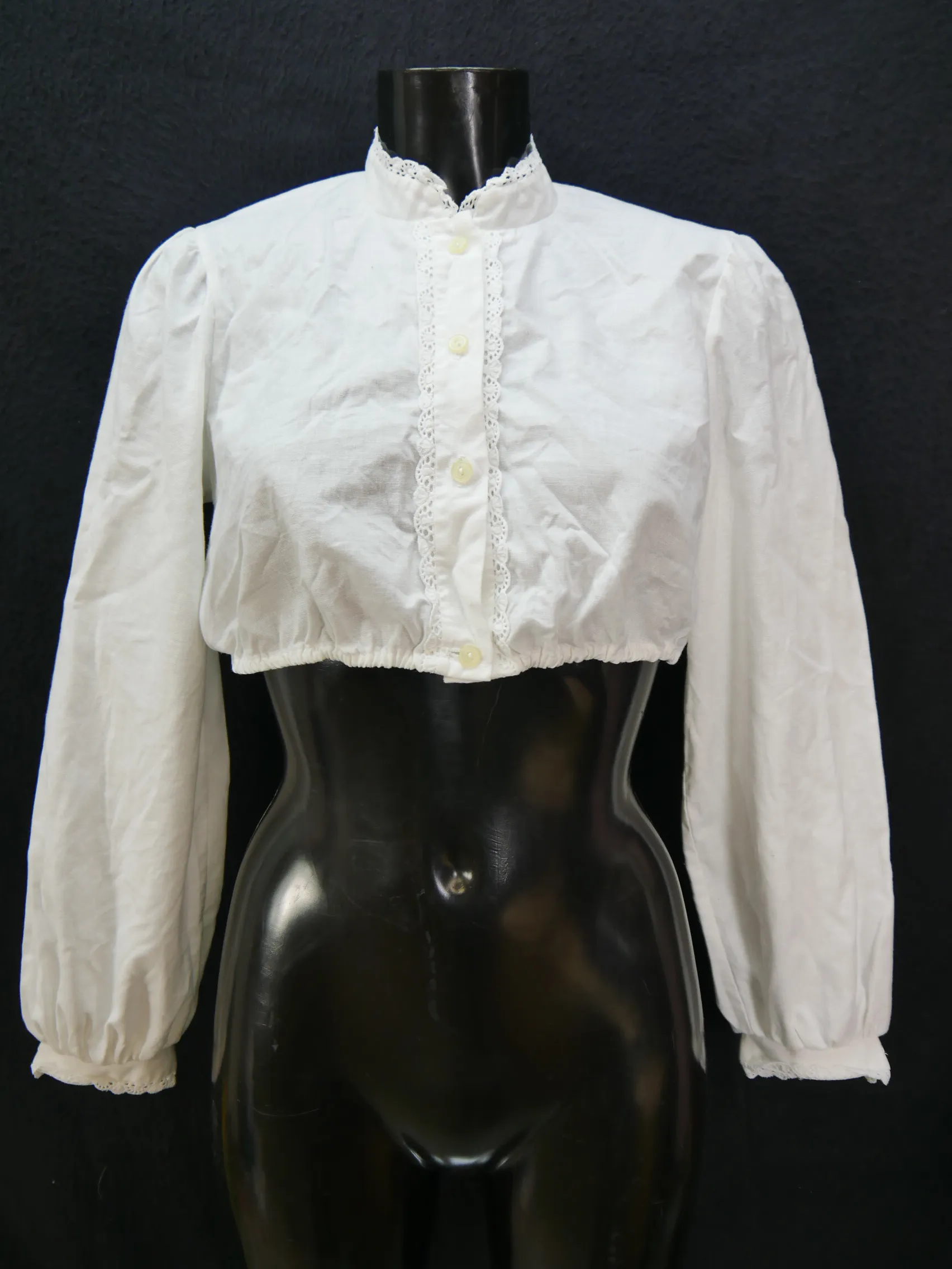 Gr.40 Dirndlbluse süße Bluse für Dirndl Leico mit Spitze Trachtenbluse B8857