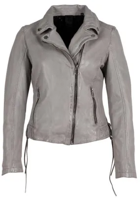 Graue Bikerjacke aus &bdquo;Wani&ldquo;-Leder