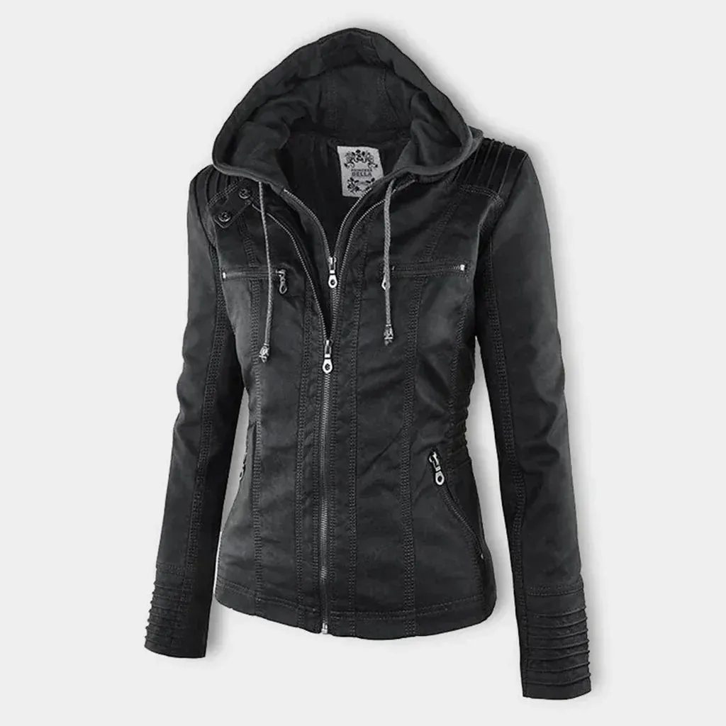 Heidi-Mode | Damen Lederjacke mit Kapuze