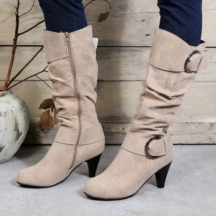 Heidi-Mode | Elegante Hohe Stiefel Mit Schnalle