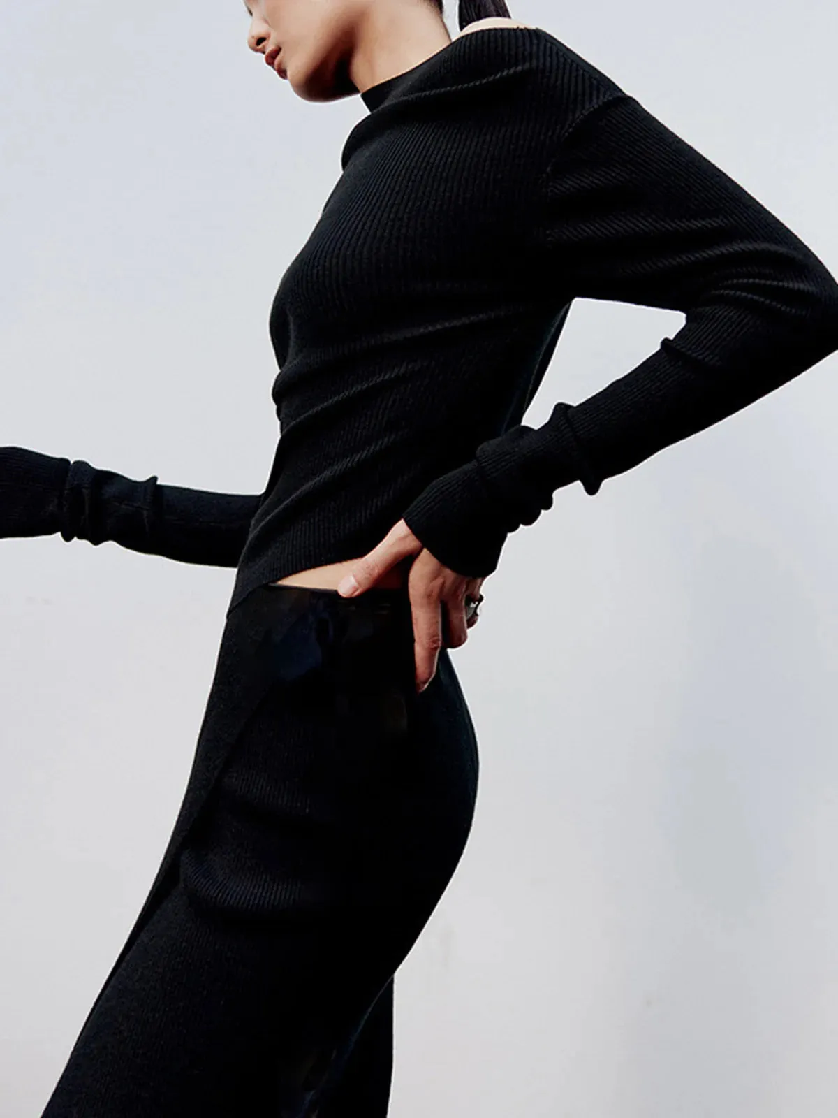 Heidi-Mode | Eleganter Karamell Maxi-Strickrock mit Schlitz