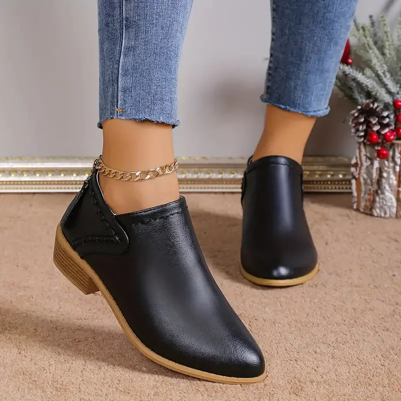 Heidi-Mode | Retro Spitzes Zehen Kurze Stiefel