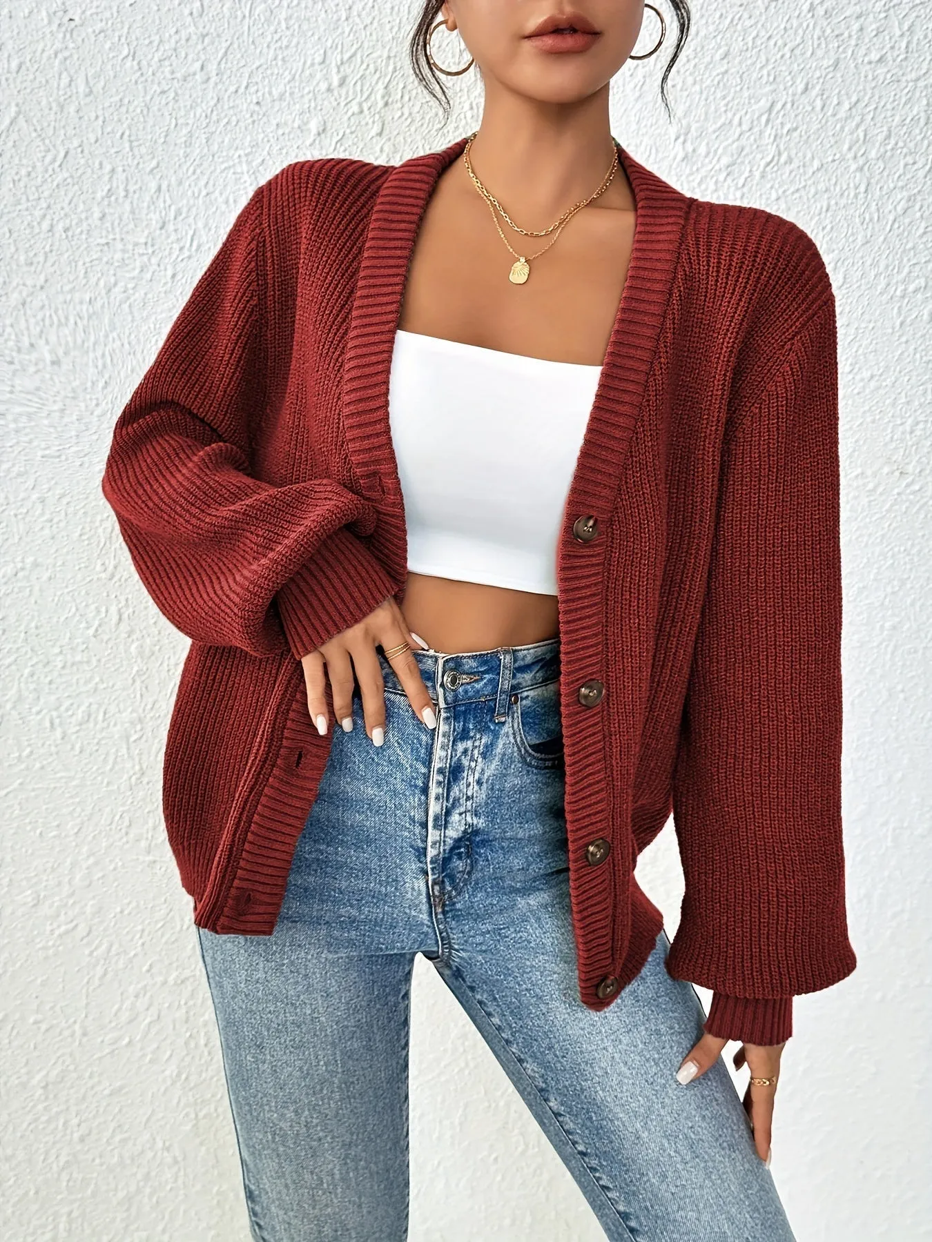 Heidi-Mode | Warmer Strickwollpullover Cardigan für Frauen
