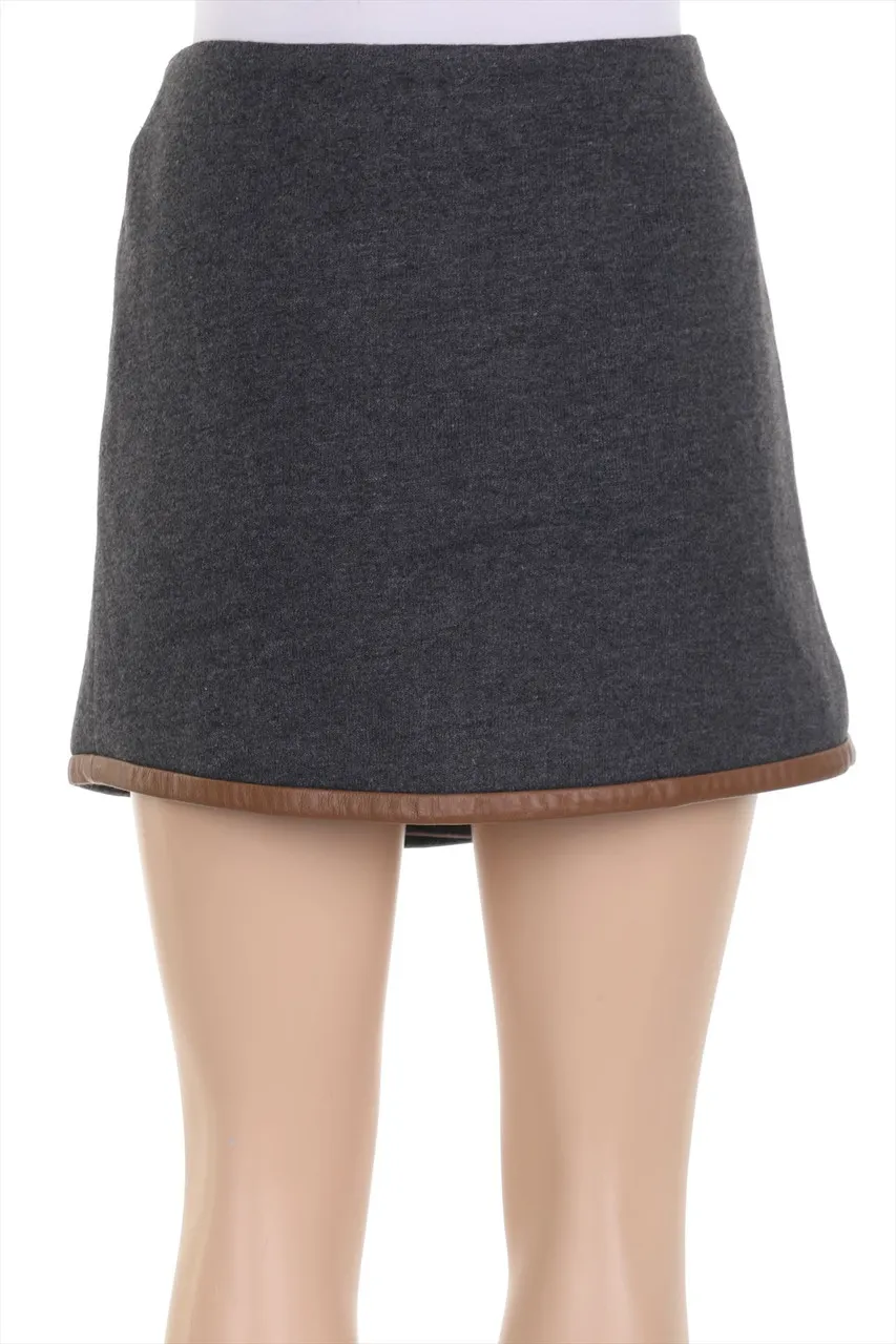 maje - Mini-Strickrock mit Leder-Details - D 36