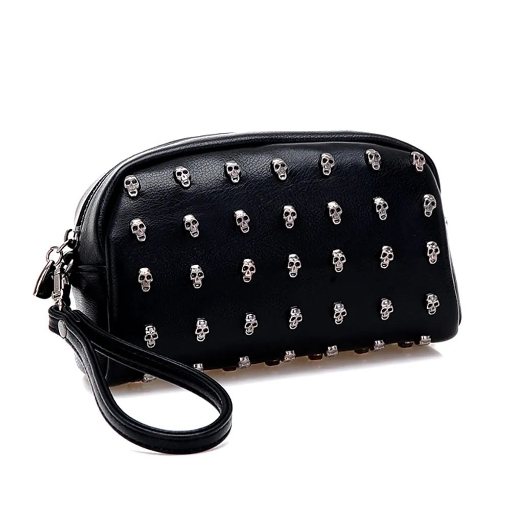 Punk Style  Rock N Roll Skull Head Messenger Mini Bag Purse Clutch 
