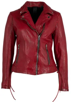 Rote Bikerjacke aus &bdquo;Wani&ldquo;-Leder