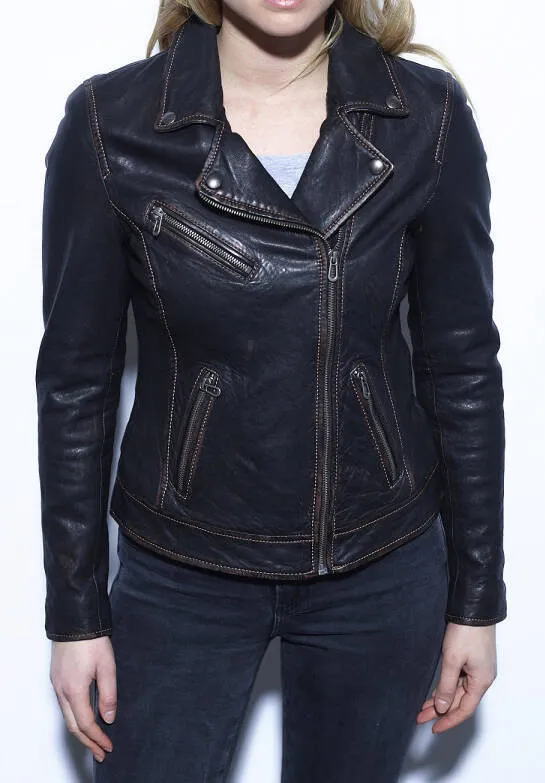 Schwarze Leder Bikerjacke &quot;101968&quot;