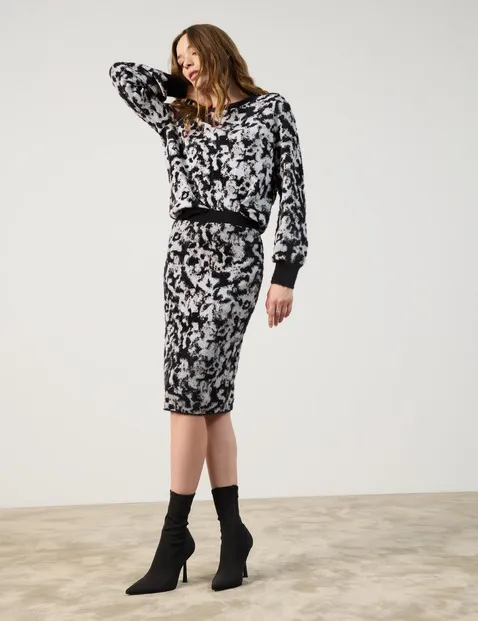 Strickrock mit zweifarbigem Jacquardmuster
