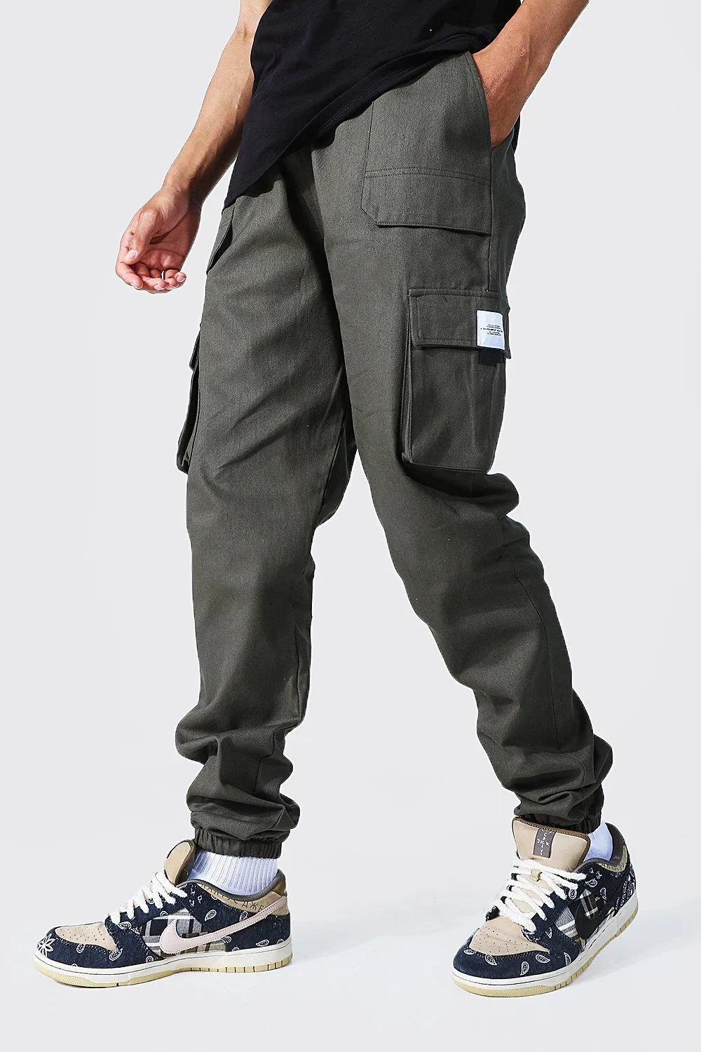 Tall Twill Cargo-Jogginghose mit Etikett und Gürtel
