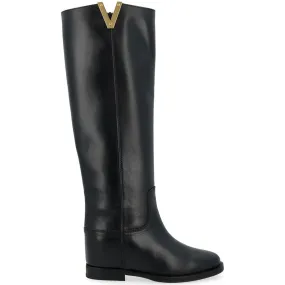 Via Roma 15 - Stiefel schwarzes Leder V gold