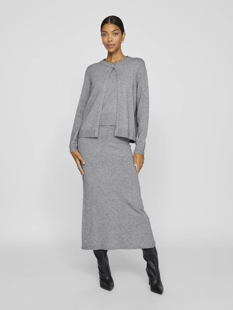 VILA VILILO L/S O-NECK KNIT CARDIGAN/PB Medium Grey Melange online kaufen